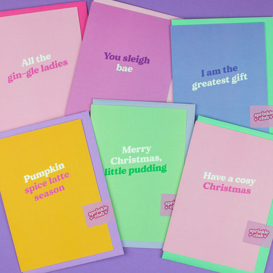 Sprinkle Club - A collection of sassy pastel coloured Christmas cards