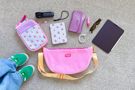 Pink teddy crossbody bag