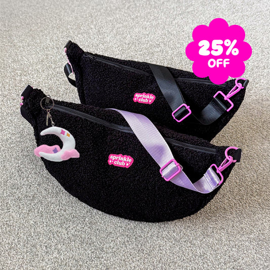 Imperfect - Black Teddy Crossbody Bag + Plushie