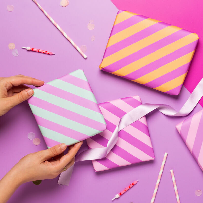 Sprinkle Club - A collection of pastel diagonal striped wrapping paper