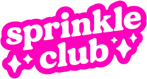 Sprinkle Club logo in pink with star accents