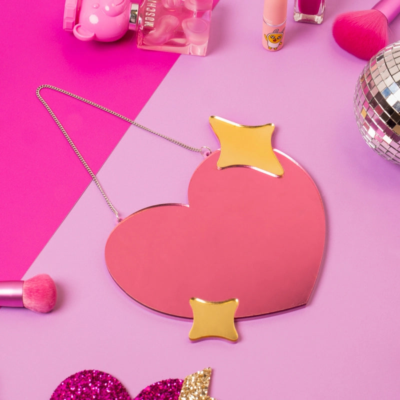 Sprinkle Club - Pink cute and kawaii style heart shaped wall mirror perfect for cute bedroom decor