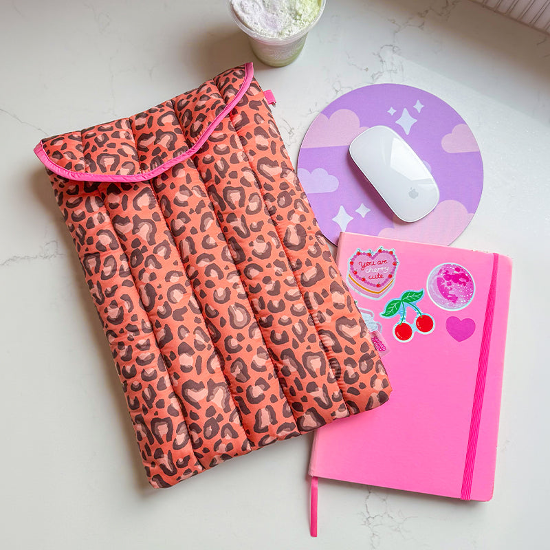 Sprinkle Club - Leopard print quilted puffy laptop sleeve
