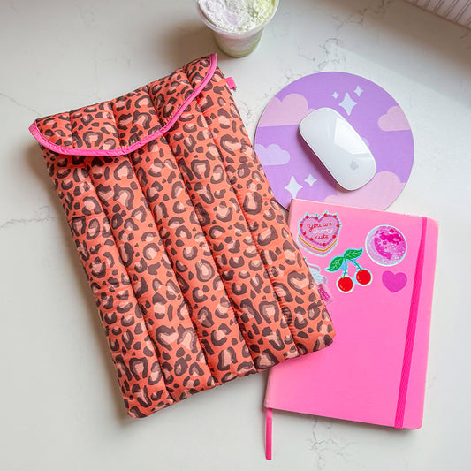 Sprinkle Club - Leopard print quilted puffy laptop sleeve