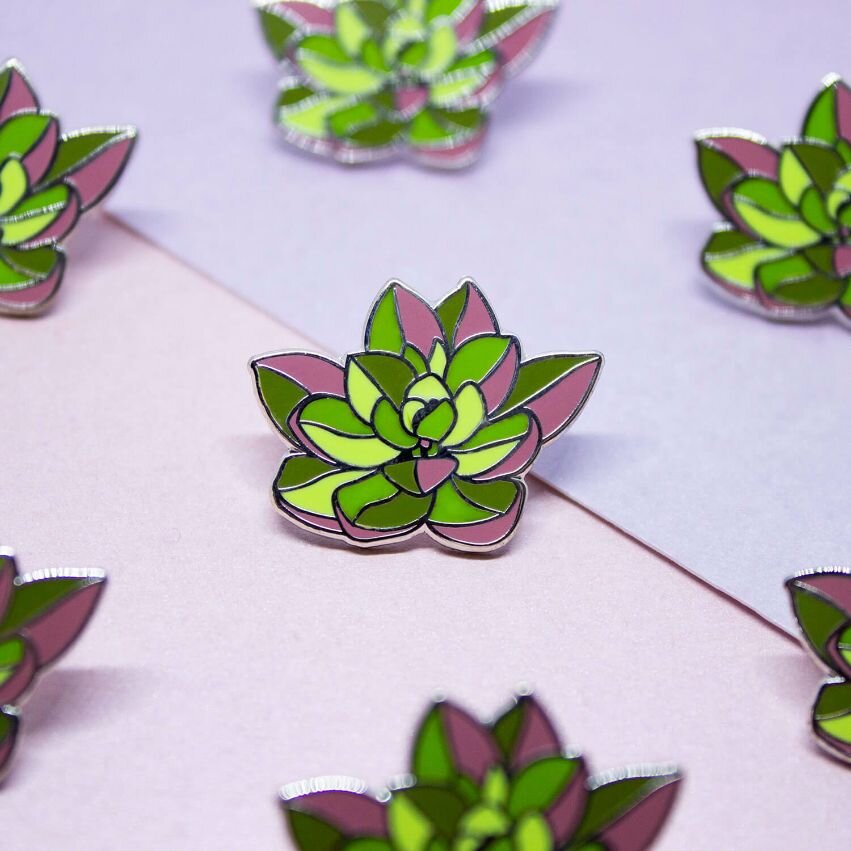 Sprinkle Club - Cute green and pink succulent plant enamel pin an ideal gift for plant-lovers