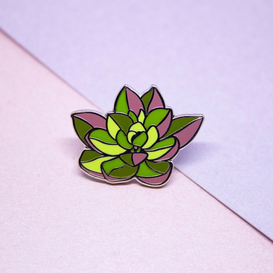 Sprinkle Club - Succulent cactus plant enamel pin with green and pink details